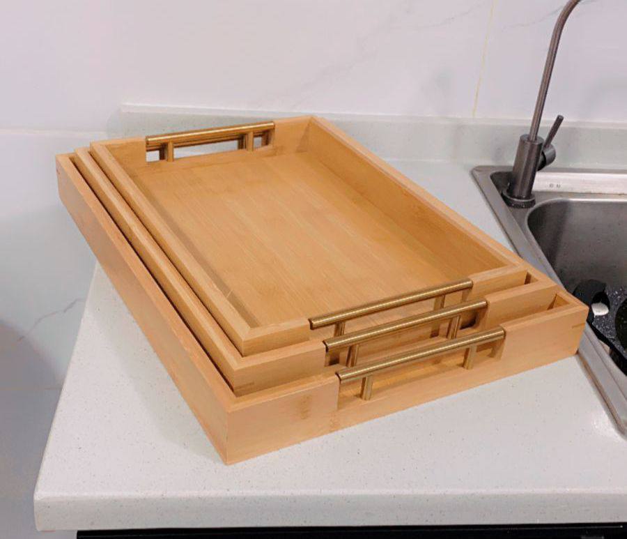 3pcs Multi-functional Bamboo Food storage Trays