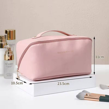 Large Cosmetic Bag For Women Pu Leather Make Up Pouch Portable Washbag Travel Toiletries Organizer Storage Luxury Brand Hangbag
