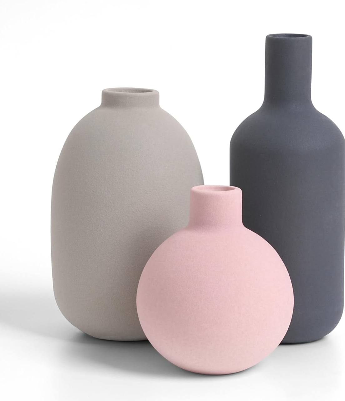 Set of 3 simple, elegant design , muted color vases