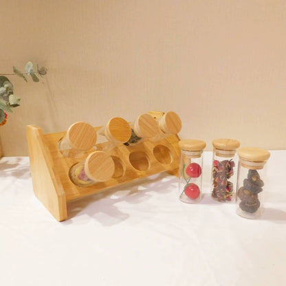 Spice Jars Set plus Bamboo Stand