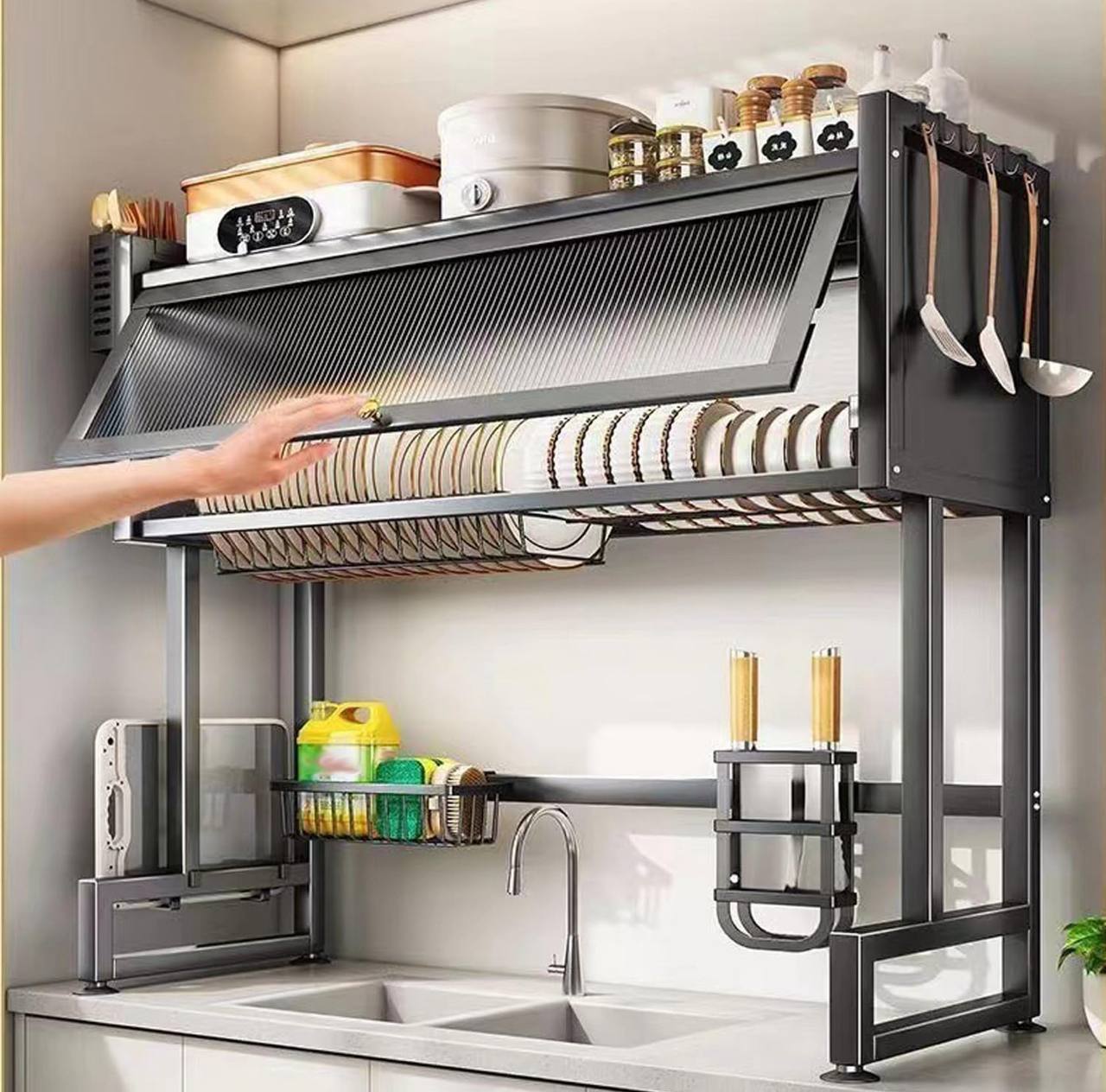 Heavy duty over the sink Rack with closable cabinet