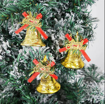 12pcs Christmas Decorations: Golden Bell Hanging Ornament for Christmas Tree DIY