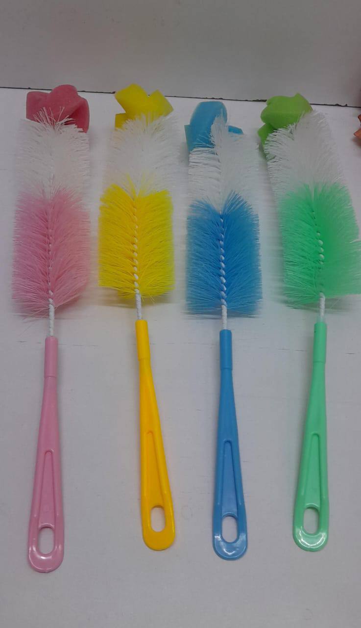 Long handled cleaning brush bottle with an end sponge