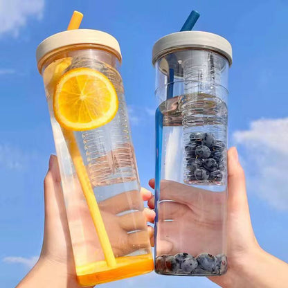 Cute Water Bottle With Foldable Straw