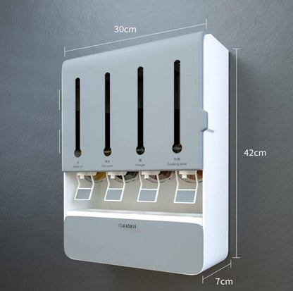 Executive multipurpose 4 way liquid dispenser  with 4 spice holders +Spoons