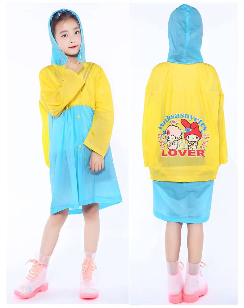 Light PVC Child/Kids Hooded Schoolbag Rain Coat