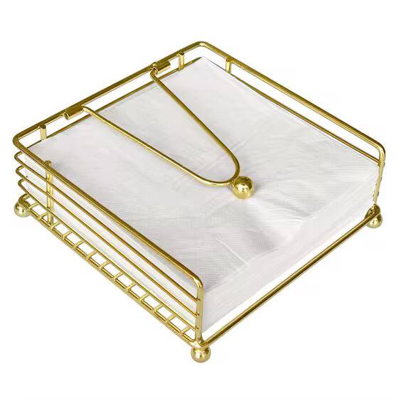 Luxury Metallic Serviette Holder,with Bamboo Place On