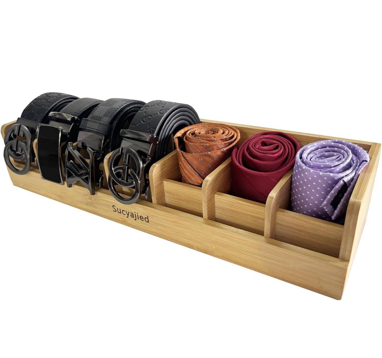 Premium bamboo belt organizer