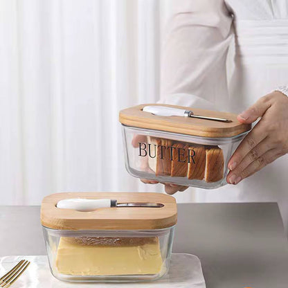 transparent Glass butter dish
