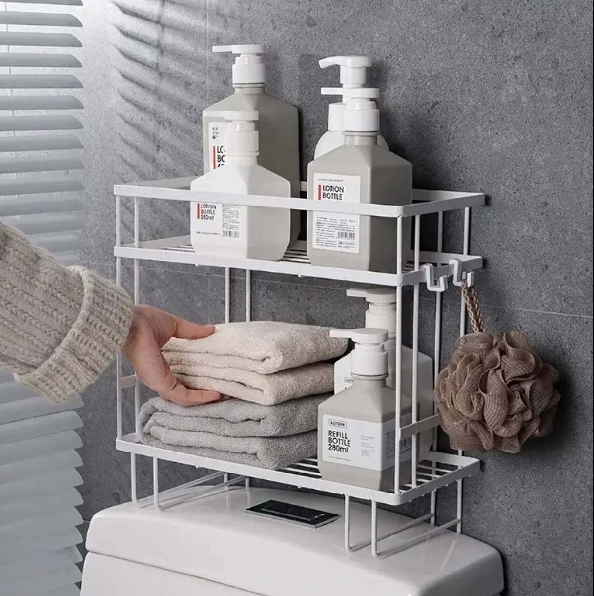 Double Layer Bathroom/ Toilet Racks With Tissue Holder