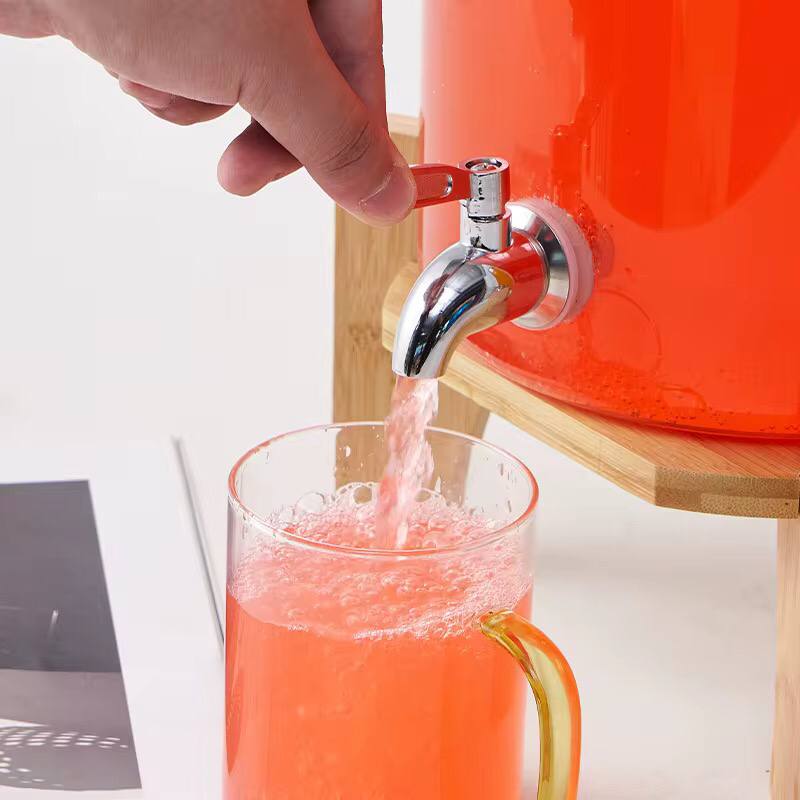 Bamboo base and lid 3.6L Golden borosilicate glass beverage dispenser