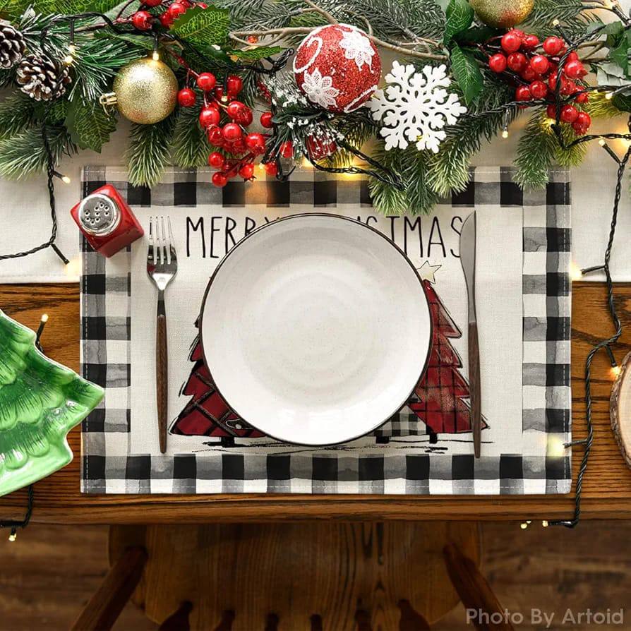 Plaid Christmas Rectangular Placemats Set of 2pcs