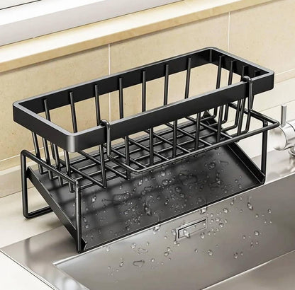 Metallic sink caddy With kitchen organizer hook