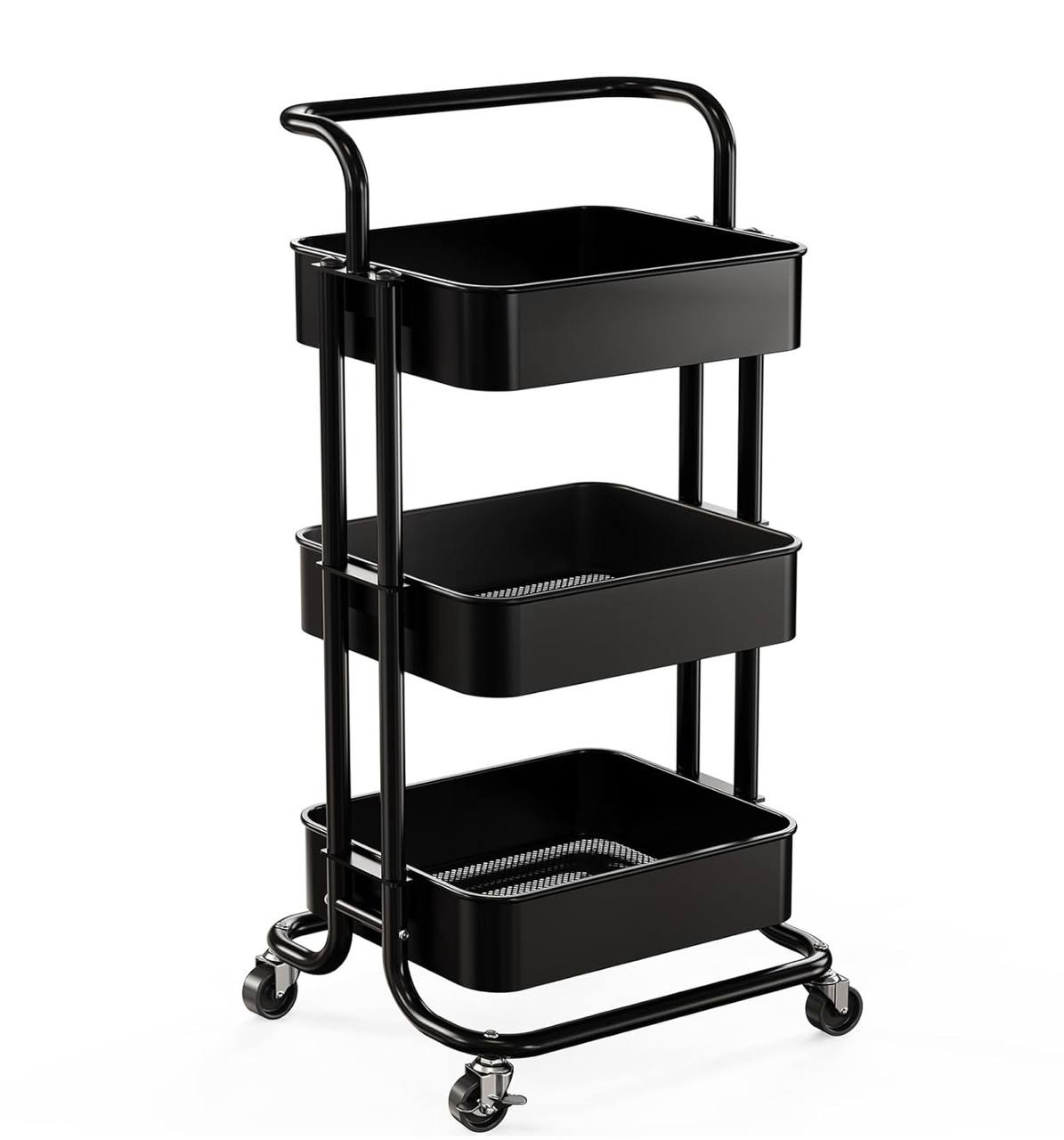 Multi-functional movable trolley storage rack( full metallic)