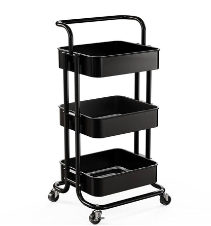 Multi-functional movable trolley storage rack( full metallic)