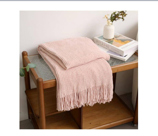 Soft textured chenille throw blanket