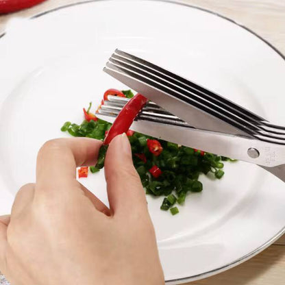 Multifunctional 5 layer herb scissors