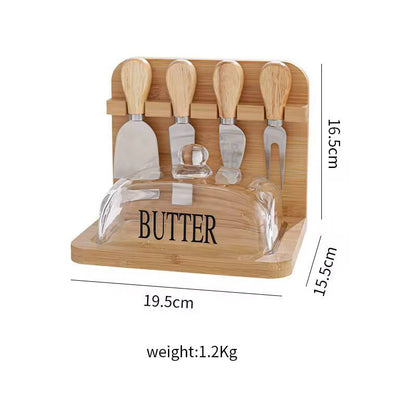 Butter Tray Set with Built-in Knives