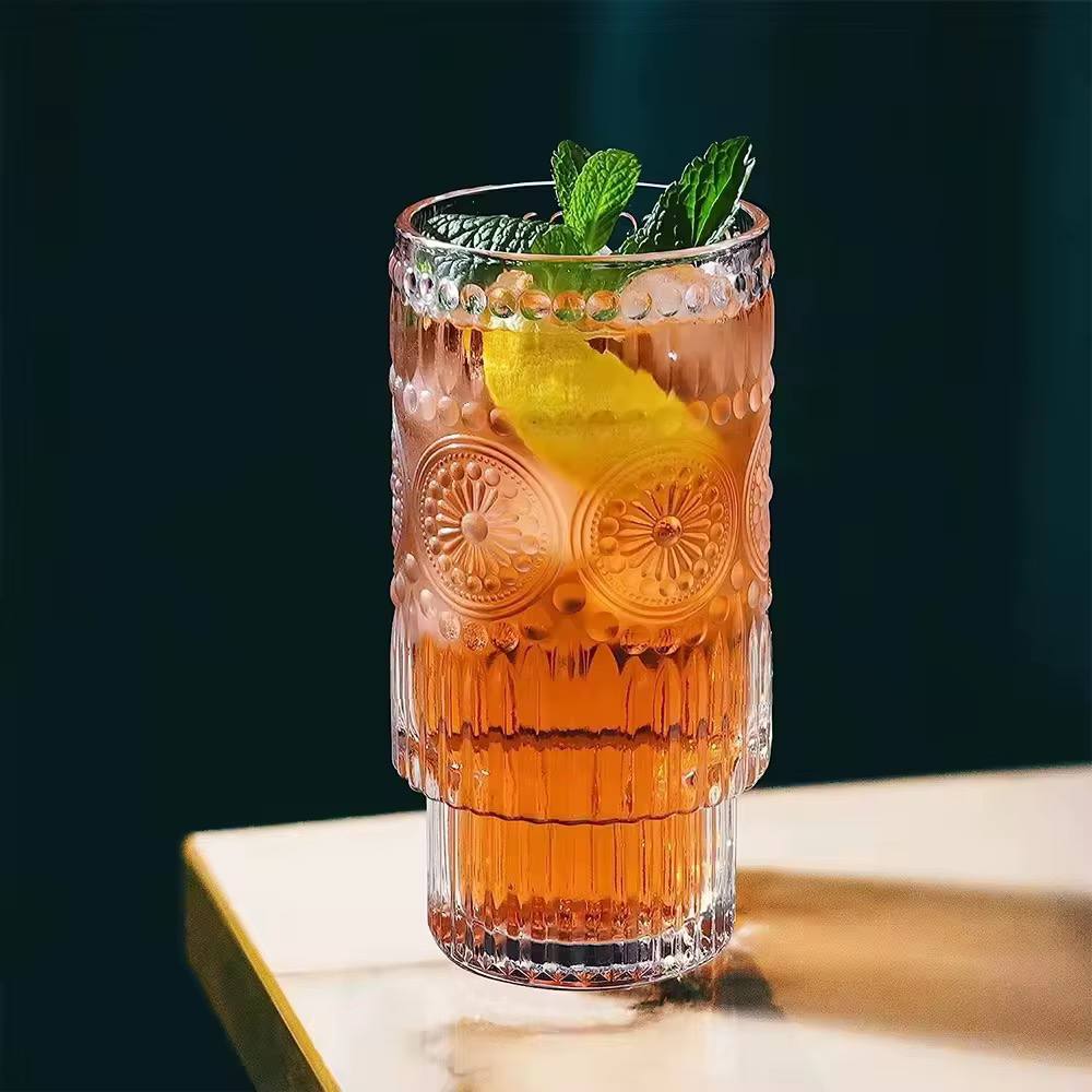 Embossed vintage Ribbed transparent Glassware 6pc