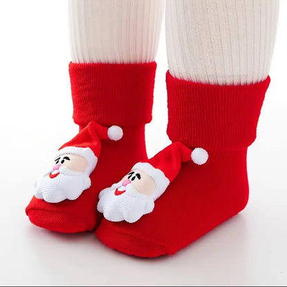 Baby Christmas Socks Santa Cartoon Doll themed one pair