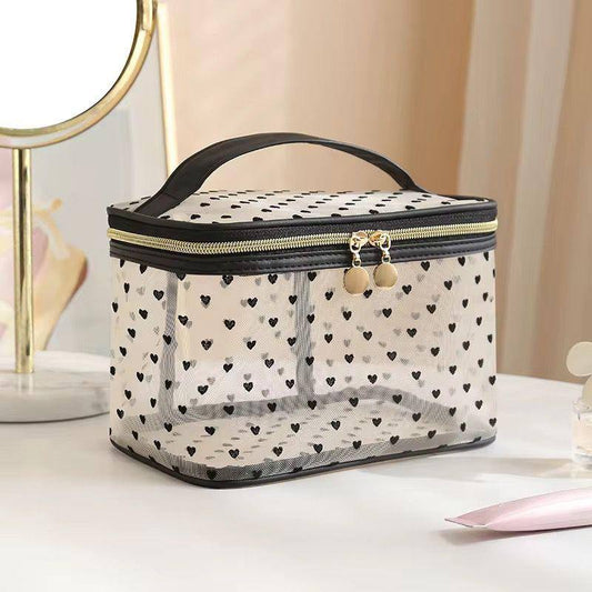 Breathable cosmetics organizer 
bag