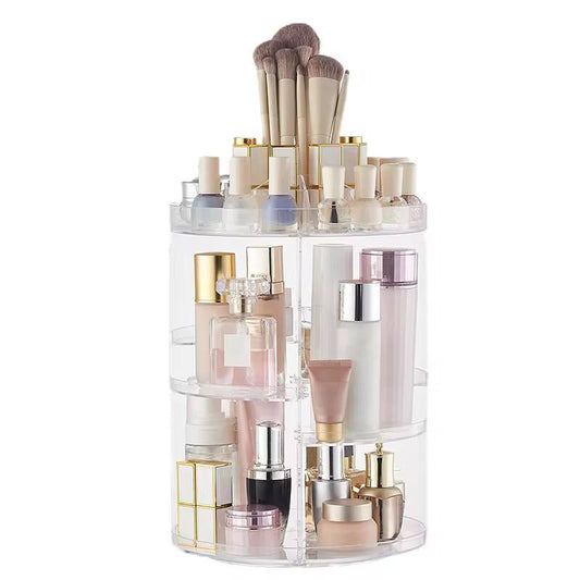 Cosmetic storage box rotatative rack.
Adequate Capacity.