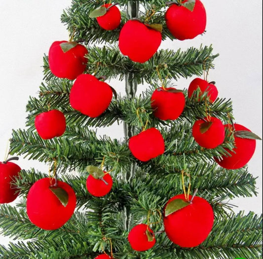 12pc Realistic Eye-catching Simulation Red Apple Ornament Christmas Tree Decoration