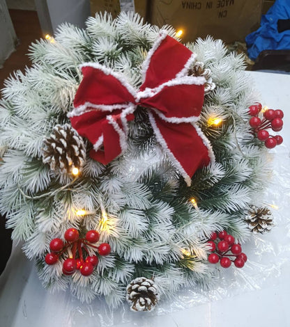 35cm Pre-Lit Christmas Wreath Decoration