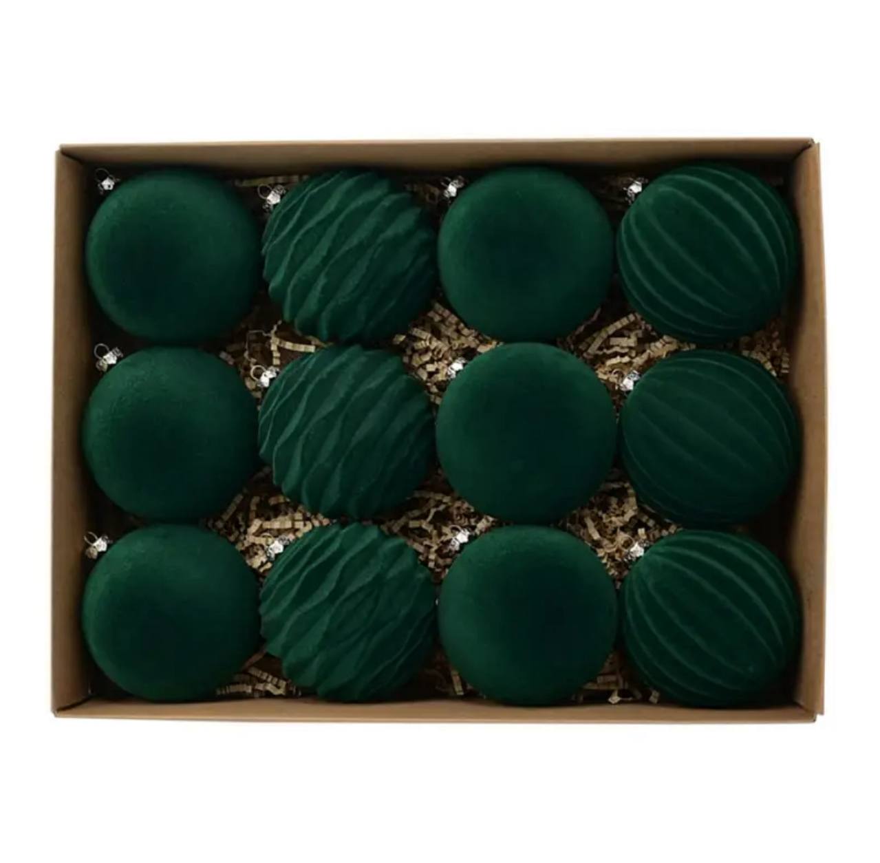 12PCS 8CM VELVET CHRISTMAS BALLS