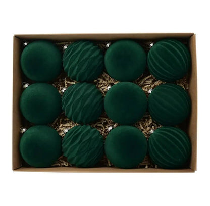 12PCS 8CM VELVET CHRISTMAS BALLS