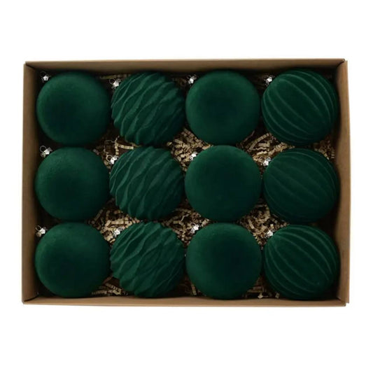 12PCS 8CM VELVET CHRISTMAS BALLS