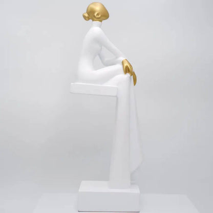 Art Resin women sitting sculpture for Home and office decoration