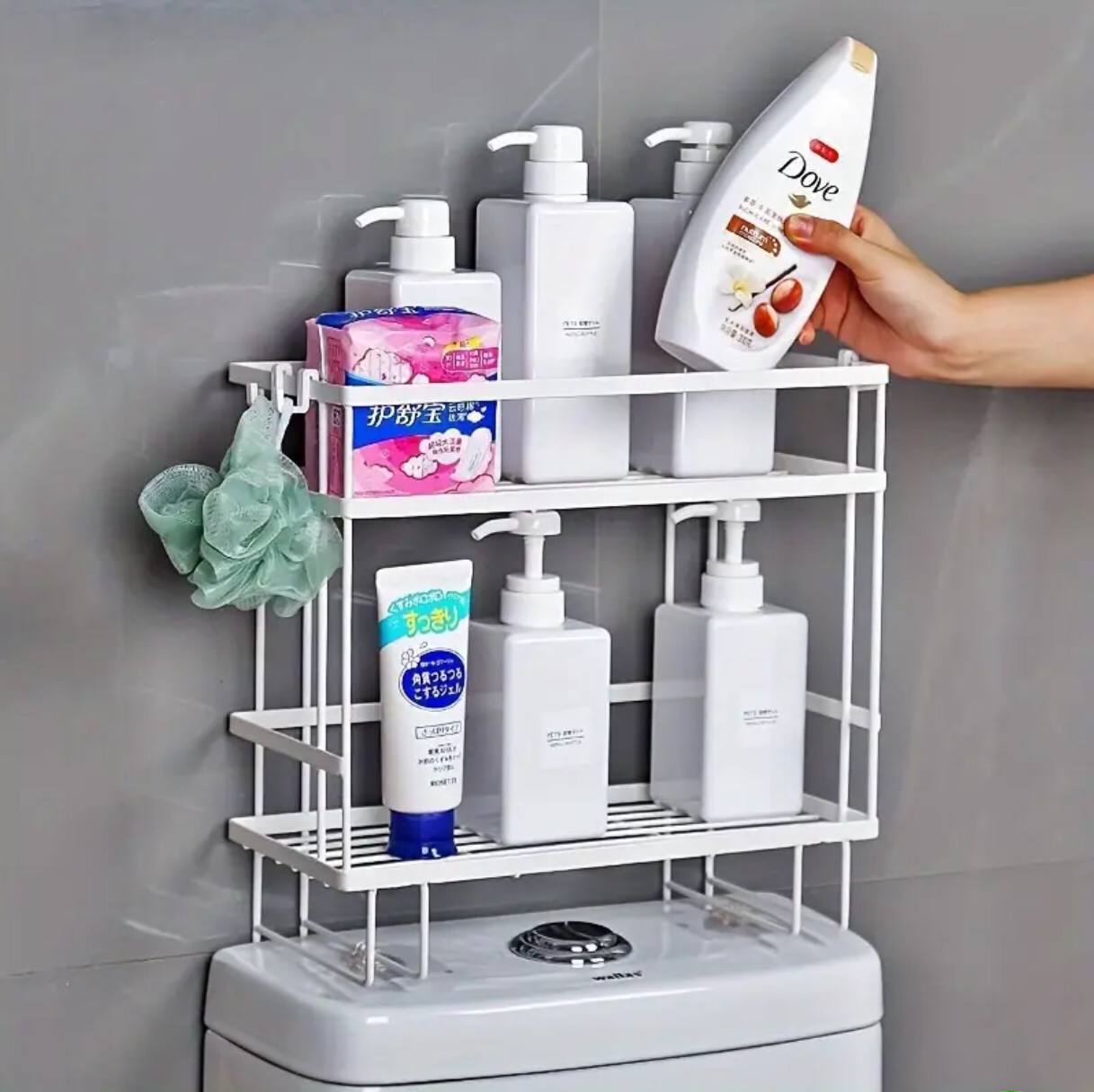 Double Layer Bathroom/ Toilet Racks With Tissue Holder