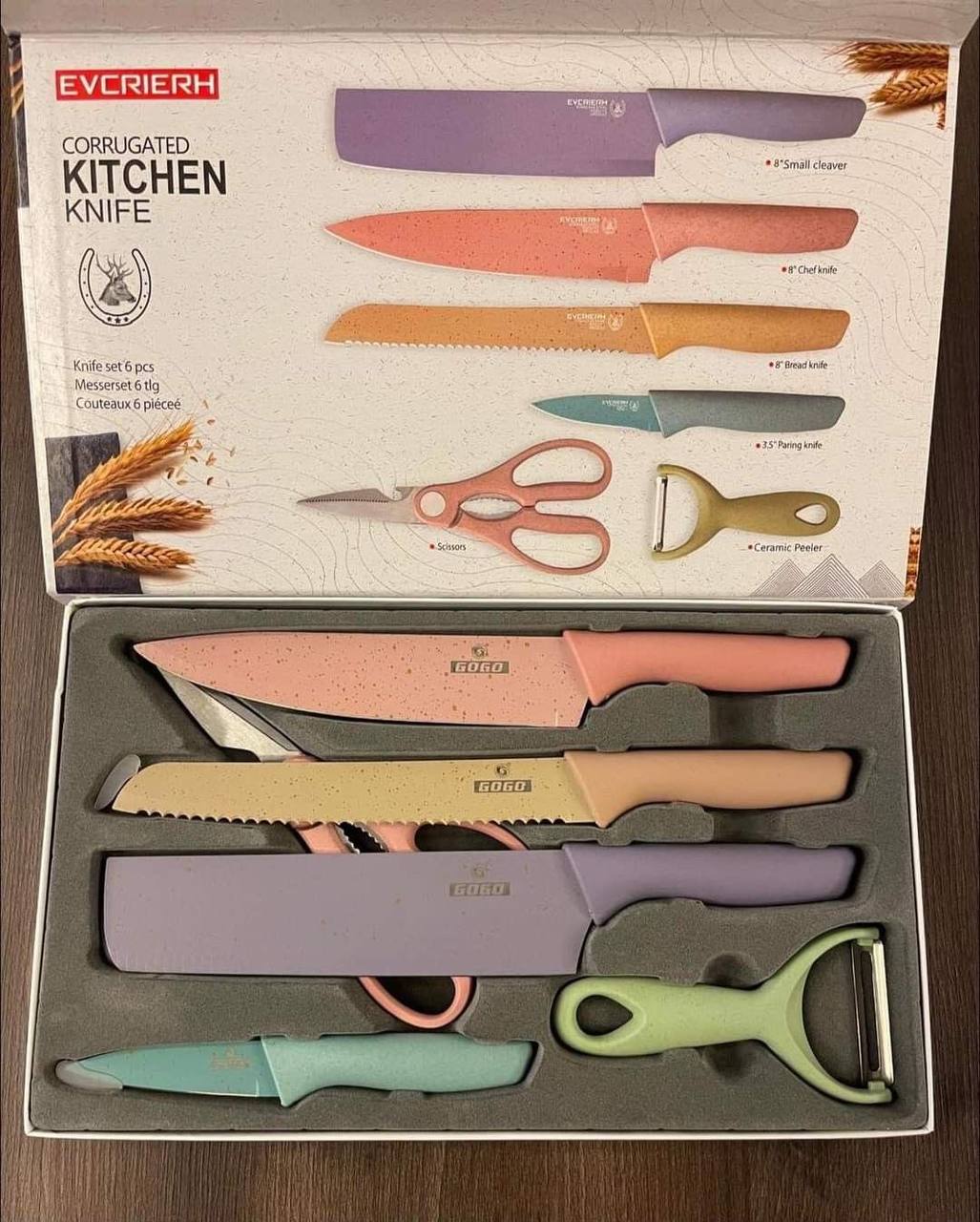 Macaroon Colourful Straw Six Piece Knife Set