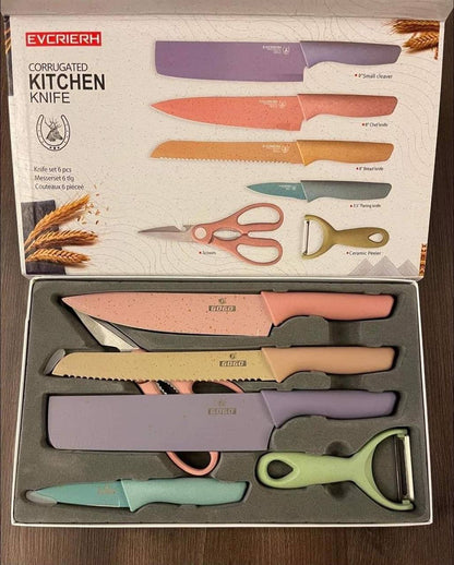 Macaroon Colourful Straw Six Piece Knife Set