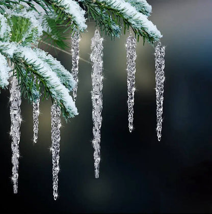 Set of 12 Crystal Clear Icicle Ornaments