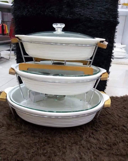 White plain Food warmers 
3 PCs set