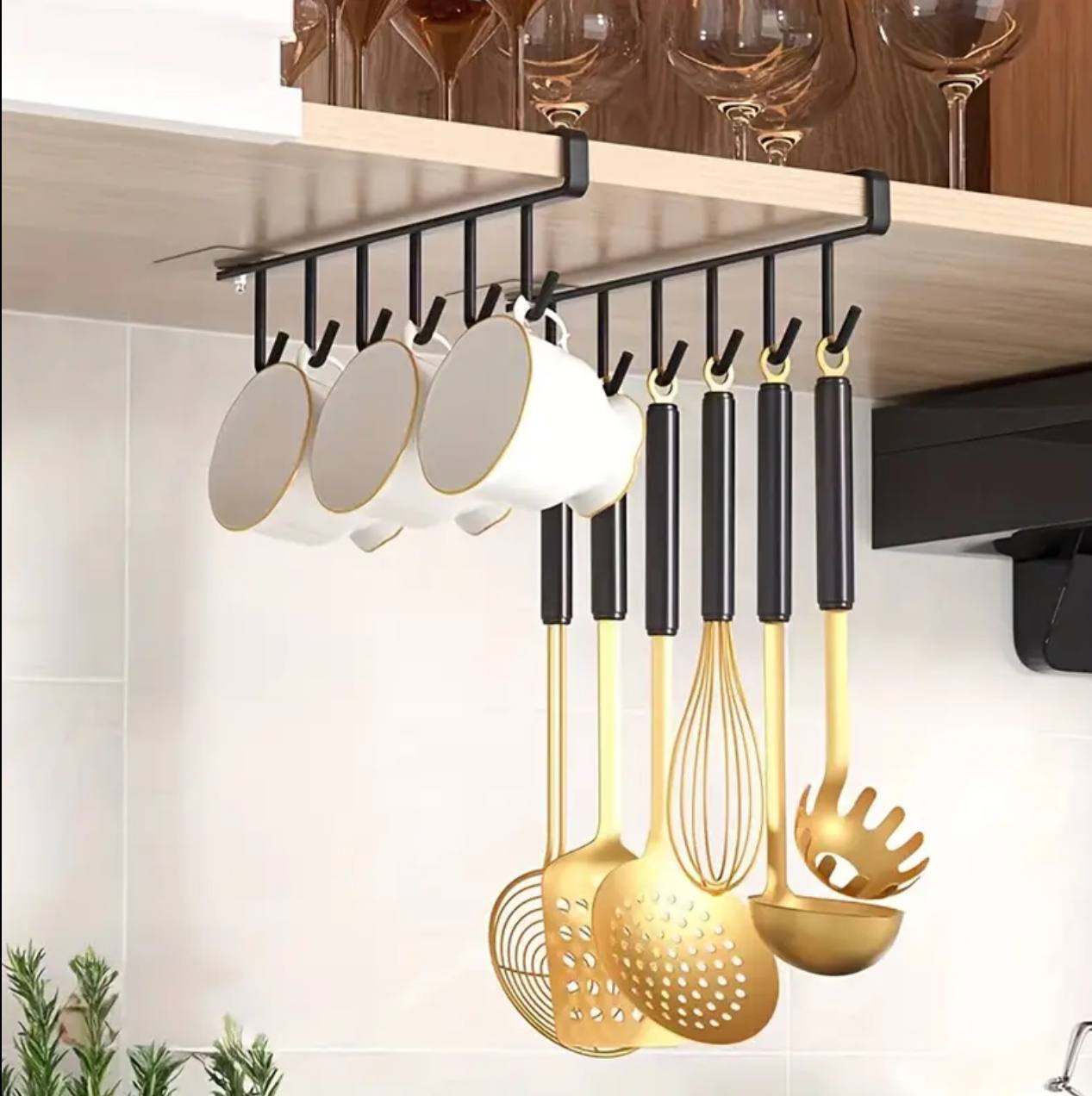 Under the shelf (multi~purpose) hooks 6 slot Metallic