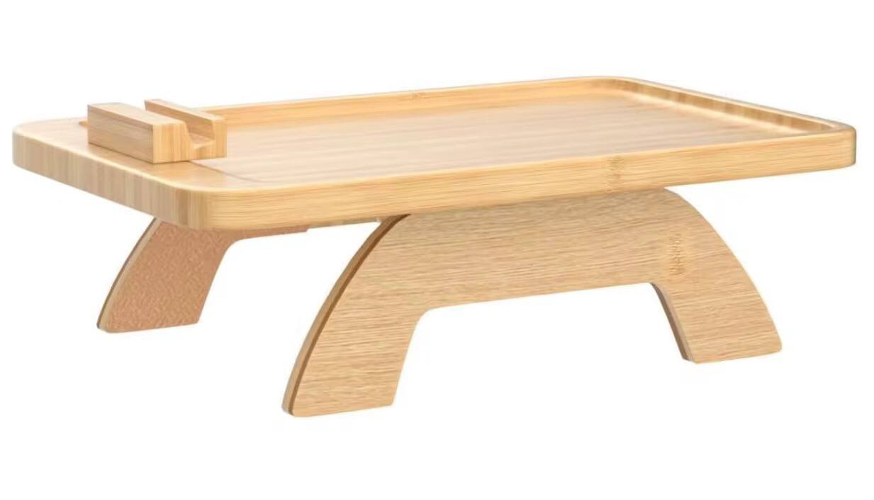 Foldable wooden sofa armrest tray clip on table for couch convenience