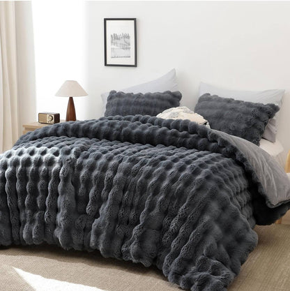 Luxury faux fur fleece duvet set