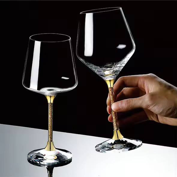 2pc Premium quality Burgundy Crystal Wine glasses.