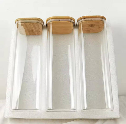 Rectangular shape glass spaghetti jar