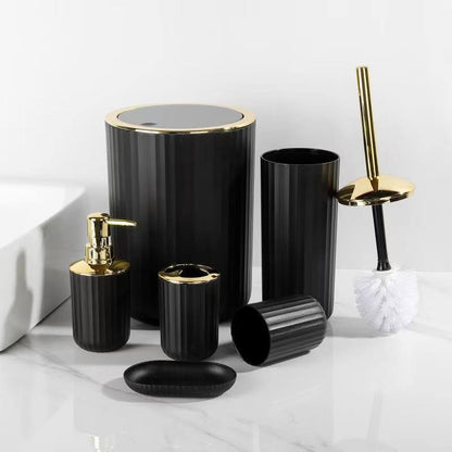 6 in luxury bathroom accessories set with bamboo lid