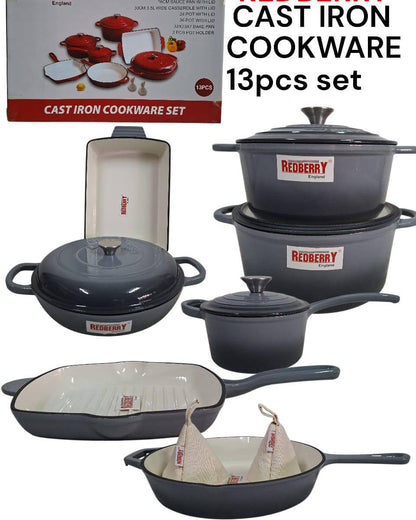 13pcs Enamel Cast iron cooking pots