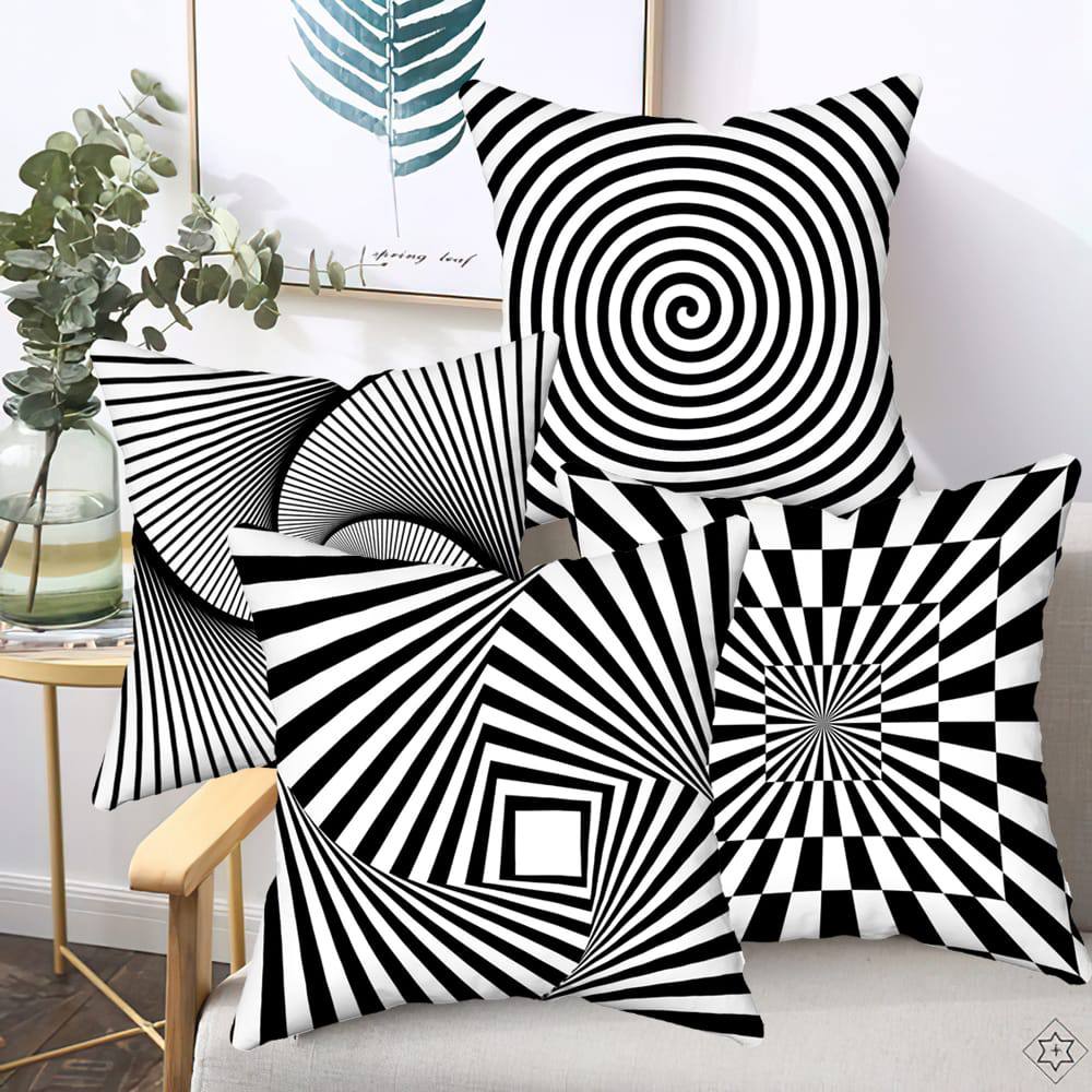 2 Pcs 45X45CM Geometric Contrast Color Print Pillowcase