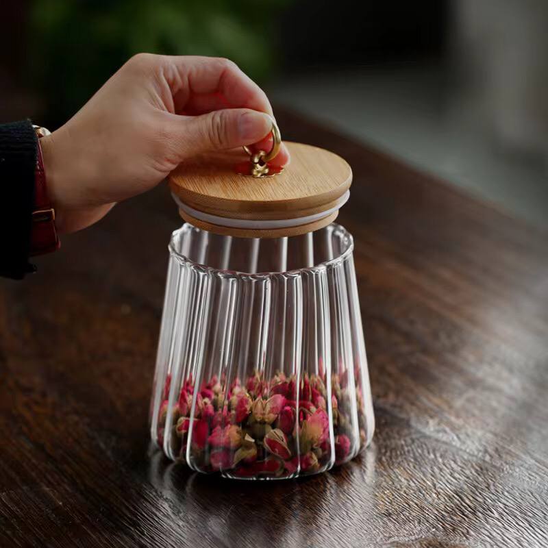 Glass storage containers/jars/canisters with Bamboo lid