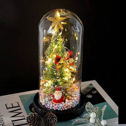 New Xmas Gift Tree in Glass Dome Christmas Decoration Led Lights