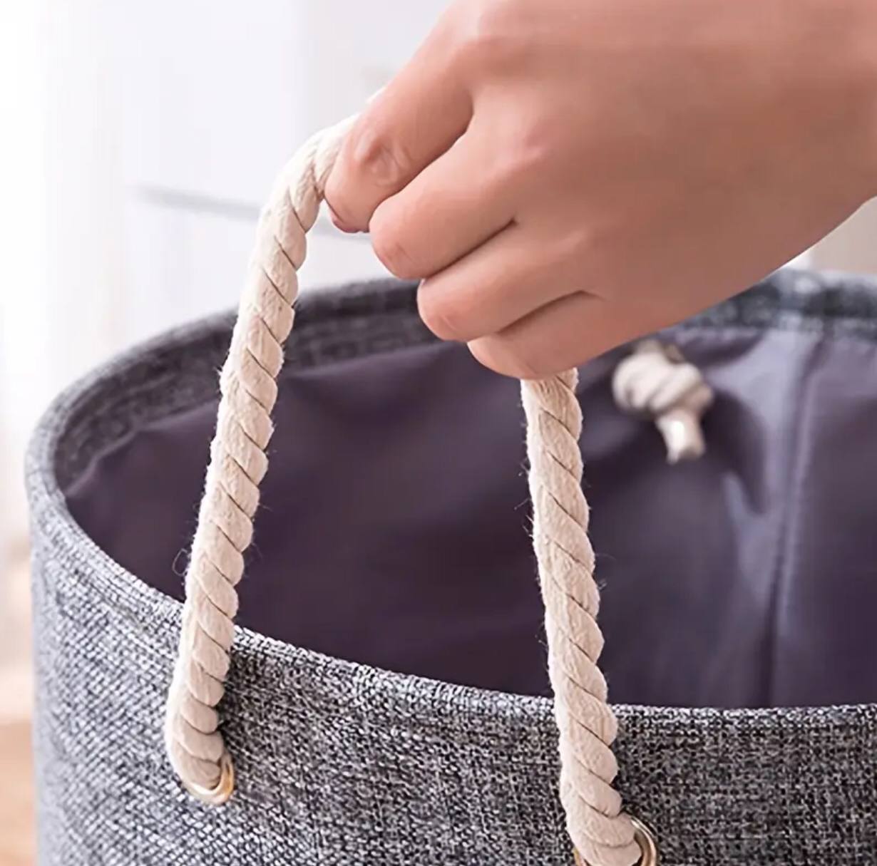 Round Cotton Linen Laundry Basket