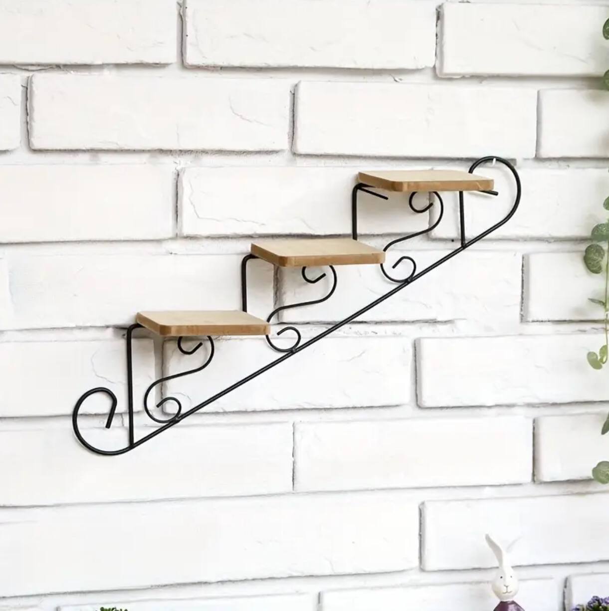 Staircase wall hanging flower shelf