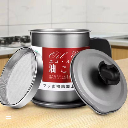 Large capacity Japanese style kitchen oil storage with oil strainer 
Capacity:1.4ltrs